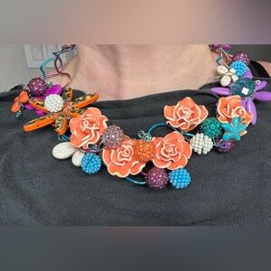 Floral Multicolor Statement Necklace
